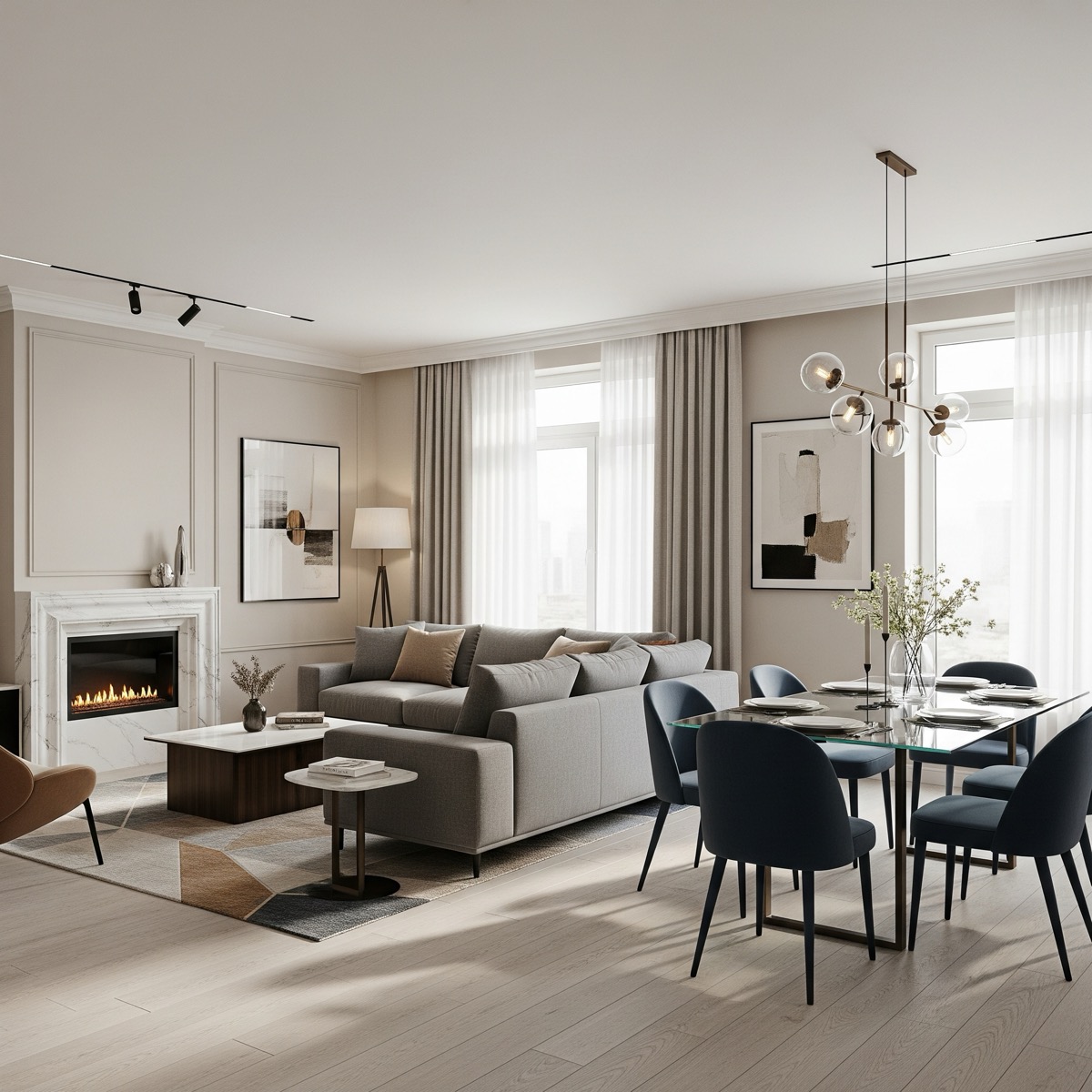 Nowoczesny salon z jadalnią - aranżacje i inspiracje