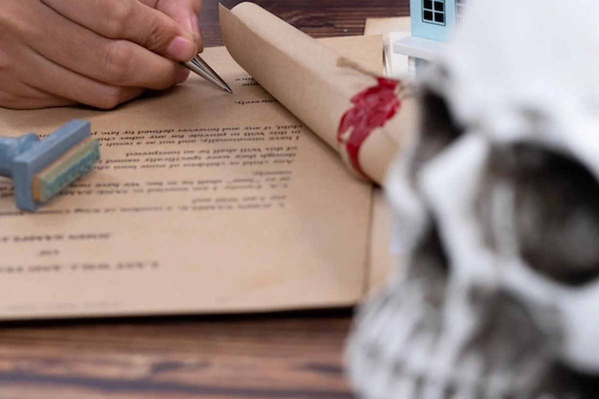 Dokument spadkowy zatwierdzany przez prawnika i notariusza, pieczęć, finansowanie i aktywa, pieniądze ubezpieczeniowe