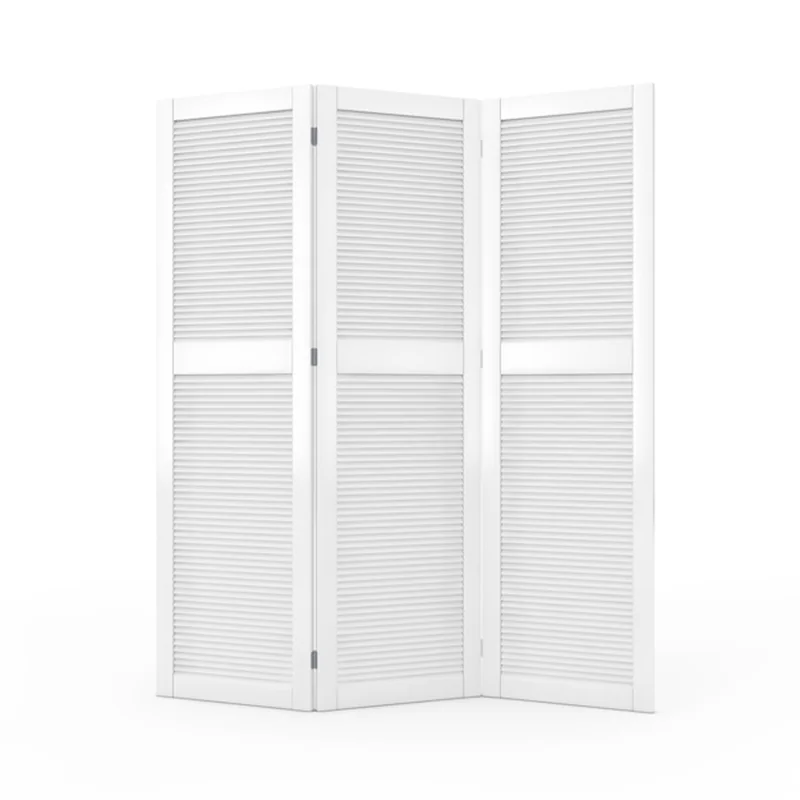 Biały składany drewniany ekran sukienka na białym tle