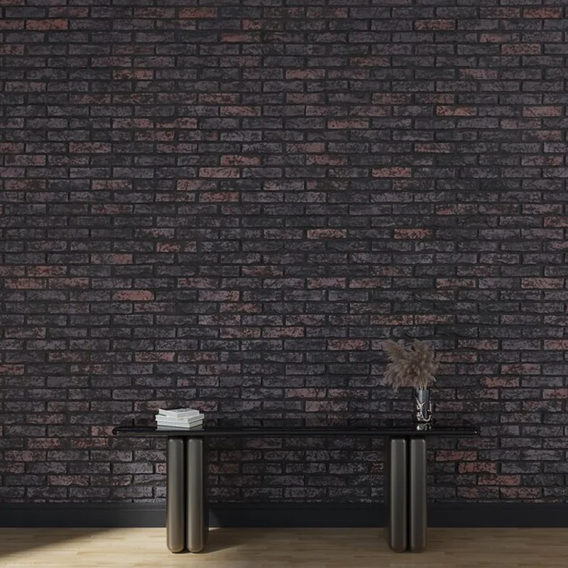 Makieta ściany z cegły i konsoli w salonie