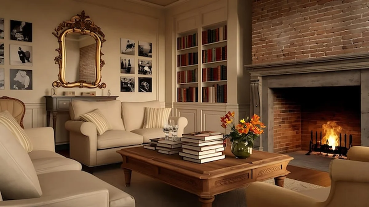 Klasyczny salon z meblami i dekoracjami