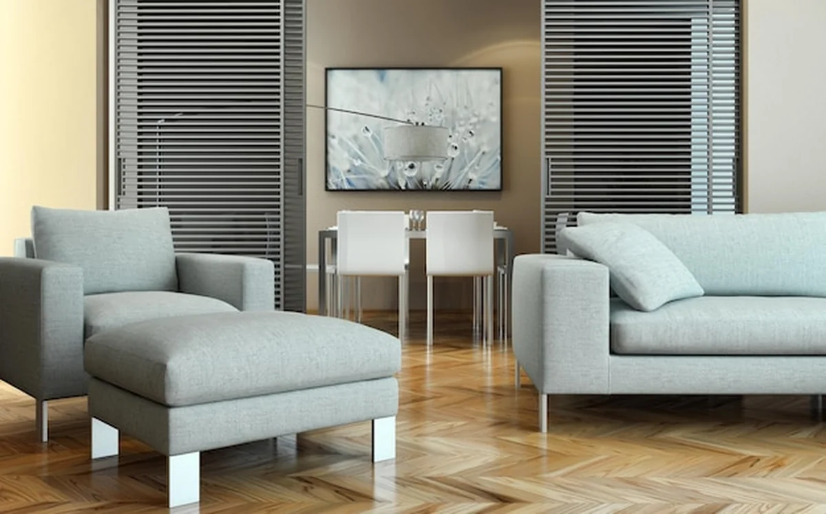 Nowoczesne jasne wnętrze salonu w renderowaniu 3D