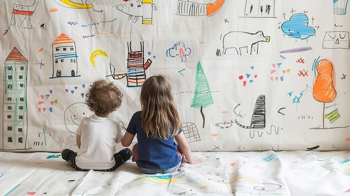Dzieci rysują na tapetach