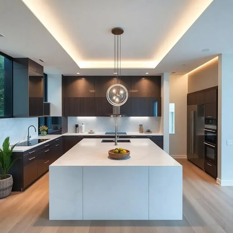 Nowoczesne luksusowe wnętrze kuchni w stylu skandynawskim